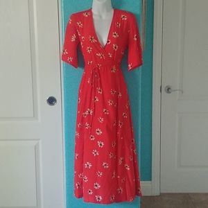 Faithful the Brand Red Floral Wrap Dress. SZ 2